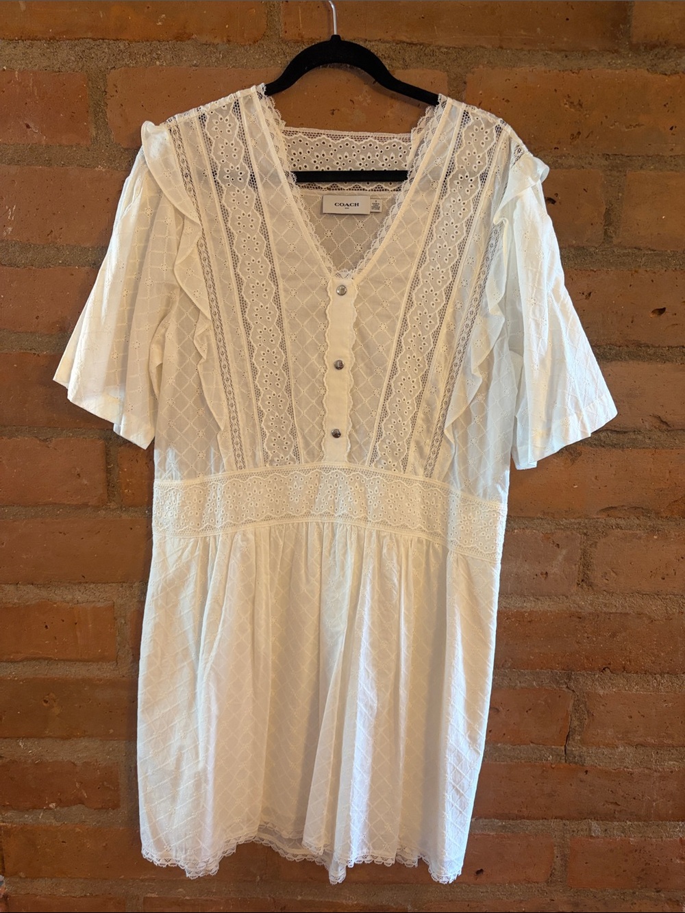 NEVER WORN Coach Broderie Anglaise Mini Dress